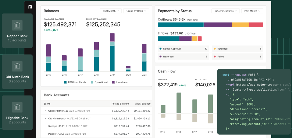 screenshot of Modern Treasury
